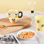 Koythin Ceramic Coffee Mug, Hand-painted Irregular Novelty Coffee Cup for Office and Home, Dishwasher and Microwave Safe, 10 oz/300 ml for Latte Tea Milk (Fresh Orange)