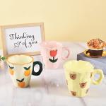 Koythin Ceramic Coffee Mug, Hand-painted Irregular Novelty Coffee Cup for Office and Home, Dishwasher and Microwave Safe, 10 oz/300 ml for Latte Tea Milk (Fresh Orange)