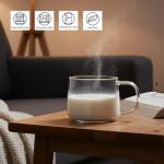 Aquach 16 oz Glass Coffee Mugs with Handle Set of 2 - Large Clear Glass Cups for Latte, Cappuccino, and Tea