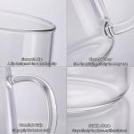 Aquach 16 oz Glass Coffee Mugs with Handle Set of 2 - Large Clear Glass Cups for Latte, Cappuccino, and Tea