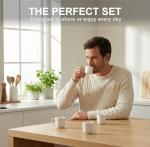 Set of 4 Nature-Inspired Ceramic Espresso Cups