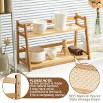 Bamboo 2-Tier Matcha Mug Stand and Organizer