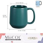 Miicol Ceramic Coffee Mug, 16 oz Large Coffee Cup, Tea Mug with Handle, Flat Bottom Mug for Men, Women, Office, Microwave and Dishwasher Safe, Multi-Color, Turquoise