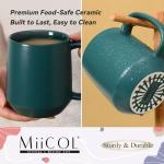 Miicol Ceramic Coffee Mug, 16 oz Large Coffee Cup, Tea Mug with Handle, Flat Bottom Mug for Men, Women, Office, Microwave and Dishwasher Safe, Multi-Color, Turquoise