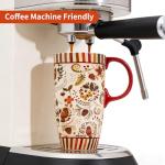 Topadorn 17 oz Tall Ceramic Travel Mugs Coffee Cup with Sealed Lid and Handle, Perfect for Coffee and Tea, Holiday Gift Her Him, Flower