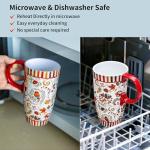 Topadorn 17 oz Tall Ceramic Travel Mugs Coffee Cup with Sealed Lid and Handle, Perfect for Coffee and Tea, Holiday Gift Her Him, Flower