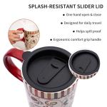 Topadorn 17 oz Tall Ceramic Travel Mugs Coffee Cup with Sealed Lid and Handle, Perfect for Coffee and Tea, Holiday Gift Her Him, Flower