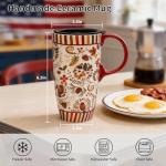 Topadorn 17 oz Tall Ceramic Travel Mugs Coffee Cup with Sealed Lid and Handle, Perfect for Coffee and Tea, Holiday Gift Her Him, Flower