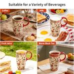 Topadorn 17 oz Tall Ceramic Travel Mugs Coffee Cup with Sealed Lid and Handle, Perfect for Coffee and Tea, Holiday Gift Her Him, Flower