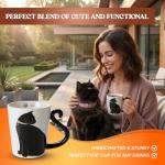 Black Cat Ceramic Coffee Mug: Hand Printed Designs, 12oz