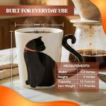 Black Cat Ceramic Coffee Mug: Hand Printed Designs, 12oz