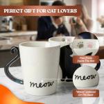 Black Cat Ceramic Coffee Mug: Hand Printed Designs, 12oz