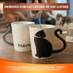 Black Cat Ceramic Coffee Mug: Hand Printed Designs, 12oz