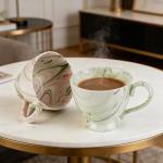 Hand-Painted Marble Ceramic Coffee Mug, 20 Oz