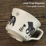 LINVIA Ceramic Coffee Mug, 12 oz Novelty Unique Teacup with Large Handle, Stoneware Cup for Tea Mocha Latte Cappuccino Espresso (Set of 2, Fox and Bear)