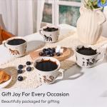 LINVIA Ceramic Coffee Mug, 12 oz Novelty Unique Teacup with Large Handle, Stoneware Cup for Tea Mocha Latte Cappuccino Espresso (Set of 2, Fox and Bear)