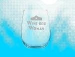 Wine-der Woman 15 oz stemless wine glass - comics fan funny birthday gift - justice superhero wonder warrior - heroine figure - Mothers Day - dc costume pop culture shirt