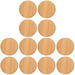 BESTonZON 12 Pcs Bamboo Mug Cover Lids Round Wood Mason Jar Lids for Coffee Cups Tea Cups Hot Drink Cup Lids Replacement Accessories for Travel and Home