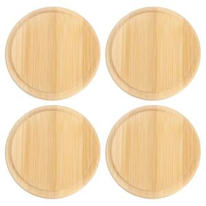 uxcell 4Pcs Bamboo Cup Lid 3.19 Inch, Wooden Cup Cover Coffee Mug Cover Tea Glass Drink Cup Lid, Reusable Wooden Round Cup Lid for Keeping Warm