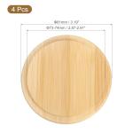 uxcell 4Pcs Bamboo Cup Lid 3.19 Inch, Wooden Cup Cover Coffee Mug Cover Tea Glass Drink Cup Lid, Reusable Wooden Round Cup Lid for Keeping Warm