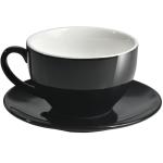ionEgg Porcelain Coffee Cup with Saucer 220ml/7.3oz for Cappuccino, Latte, and Tea, Black