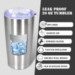 Eyasure 20 oz Tumbler with lid Double Wall Vacuum Insulated Tumblers Stainless Steel Coffee Mug Travel Coffee Tumbler Powder Coated Tumbler Cup Keep Hot&Cold - (Stainless 1 Pack)