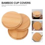 BESTonZON 12 Pcs Bamboo Mug Cover Lids Round Wood Mason Jar Lids for Coffee Cups Tea Cups Hot Drink Cup Lids Replacement Accessories for Travel and Home