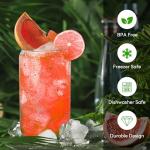 Joyclub Glass Cups with Bamboo Lids and Straws 12 Set 16 oz Reusable Iced Coffee Cup Beer Can Drinking Jars for Smoothie Whiskey Boba Soda Tea Gift