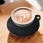 ionEgg Porcelain Coffee Cup with Saucer 220ml/7.3oz for Cappuccino, Latte, and Tea, Black