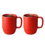 JapanBargain 3091, 2 Pack Red Mug Made in Japan, BPA-Free Unbreakable Microwave & Dishwasher Safe Travel Coffee Tea Water Cup