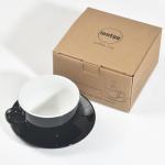 ionEgg Porcelain Coffee Cup with Saucer 220ml/7.3oz for Cappuccino, Latte, and Tea, Black