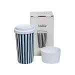 Millie 12oz Ceramic Tumbler - Stylish Travel Coffee cup with Lid, Microwave & Dishwasher Safe - Ceramic Travel Mug with Lid - Unique Gift Idea for Women & Men Who Love Coffee on the Go