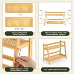 ANBOXIT Rattan-Look Matcha Station Organizer, Countertop Bamboo Tea & Coffee Accessories Station Organizer, 2 Tier Mug Holder Display Stand for Kitchen Condiment, Home, Office