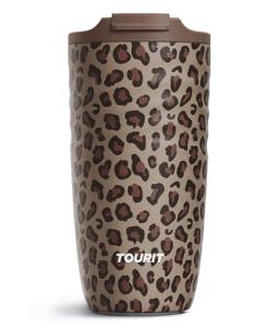 TOURIT 16 oz Travel Coffee Mug, Insulated Stainless Steel Travel Mug with Lid, Leak-Proof Double-Wall Vacuum Tumbler, Reusable Coffee Cup - Brown leopard