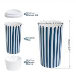Millie 12oz Ceramic Tumbler - Stylish Travel Coffee cup with Lid, Microwave & Dishwasher Safe - Ceramic Travel Mug with Lid - Unique Gift Idea for Women & Men Who Love Coffee on the Go