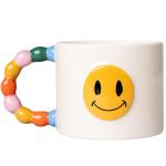 ban.do Novelty Ceramic Mug, 12 Ounce Coffee and Tea Cup with Handle, Vintage Inspired Mug (Smiley Face)