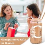 Coolife Initial Glass Cup, Monogrammed Gifts for Women, 16oz Glass Cups w/Lids Straws, Iced Coffee Smoothie Beer Tumbler w/Straw Lid, Personalized Mothers Day, Birthday Gifts for Woman Mom Friend Her