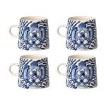 Creative Co-Op 10-oz Stoneware Mug with Geometric Design, Blue, Set of 4