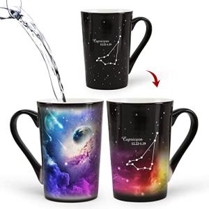 MUGKISS Capricorn Heat Changing Constellation Mug 12oz, Horoscope Capricorn Coffee Mug, Ceramic Color Changing Cup, Unique Holiday Birthday Gift for him and her,