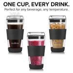 ecoBrew 16oz Double Wall All Glass Tumbler with Lid, Dishwasher Safe & Microwavable Glass Travel Mug, Clear Coffee Tumbler To Go, Reusable Ceramic Cup for Hot & Cold Drinks