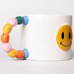 ban.do Novelty Ceramic Mug, 12 Ounce Coffee and Tea Cup with Handle, Vintage Inspired Mug (Smiley Face)