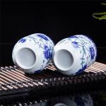 THY COLLECTIBLES Set Of 6 Eastern Asian Design Ceramic Tea Cups In Blue-And-White Peony - 8 OZ Capacity Each