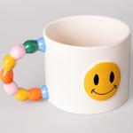 ban.do Novelty Ceramic Mug, 12 Ounce Coffee and Tea Cup with Handle, Vintage Inspired Mug (Smiley Face)