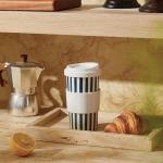 Millie 12oz Ceramic Tumbler - Stylish Travel Coffee cup with Lid, Microwave & Dishwasher Safe - Ceramic Travel Mug with Lid - Unique Gift Idea for Women & Men Who Love Coffee on the Go