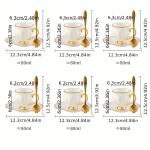YL Xunked Ceramic coffee cups and saucers, 6 cups 6 saucers 6 spoons, 18 pieces 3 ounce gold rim cup sets, teacup tea set sets, suitable for cappuccino, latte, mocha (Contemporary)