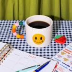 ban.do Novelty Ceramic Mug, 12 Ounce Coffee and Tea Cup with Handle, Vintage Inspired Mug (Smiley Face)