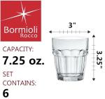 Bormioli Rocco Rock Bar Juice Glasses, Set of 6-7.25 Oz. Stackable Drinking Glasses for Cocktails, Desserts & Soft Drinks - Space-Saving Everyday Glass Tumblers, Dishwasher Safe