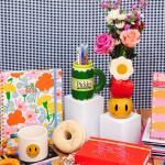 ban.do Novelty Ceramic Mug, 12 Ounce Coffee and Tea Cup with Handle, Vintage Inspired Mug (Smiley Face)