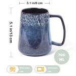 Ceraozmus Large Ceramics Coffee Mugs,24 OZ,Large Handle Design,Extra Large Tea and Coffee Cup for Office and Home，Microwave And Dishwasher Safe(Color:24 oz star blue)