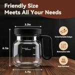 KeenCJCVor 16 Oz Glass Mini Coffee Pot Mug with Spill Proof Lid, Heatproof Clear Coffee Pot Cup, Novelty Coffee Mug for Travel & Office, Ideal for Coffee Lovers (1 Pack)